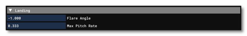 The Landing Parameters In The AI Tab