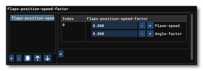 Flaps-position-speed-factor Parameters