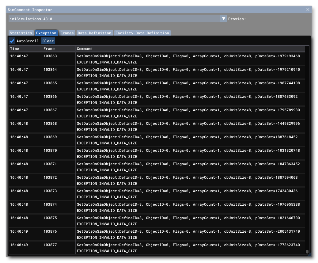 The Exception Tab