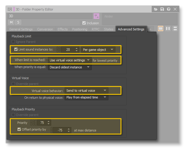 Advanced Settings For The 3D Actor Mixer 