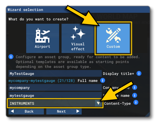 Setting The Package Type To Instruments