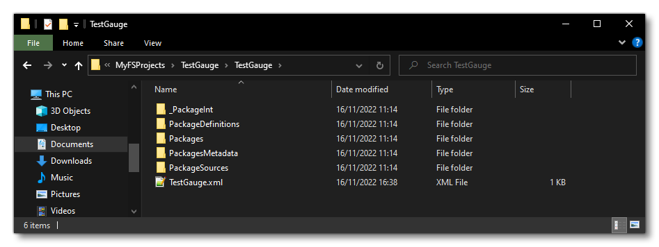The Folder Structure For The Test Gauge 